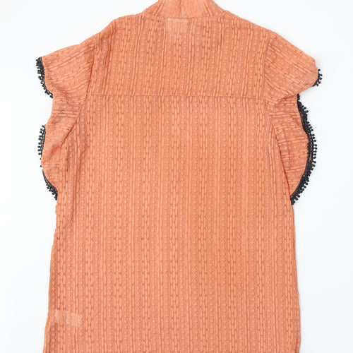 NEXT Womens Orange Nylon Basic Blouse Size 12 Mock Neck
