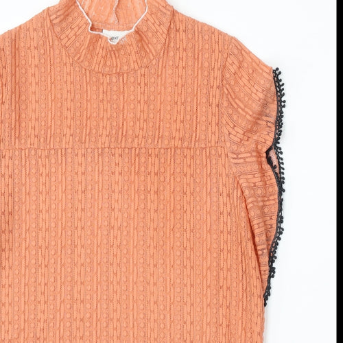 NEXT Womens Orange Nylon Basic Blouse Size 12 Mock Neck