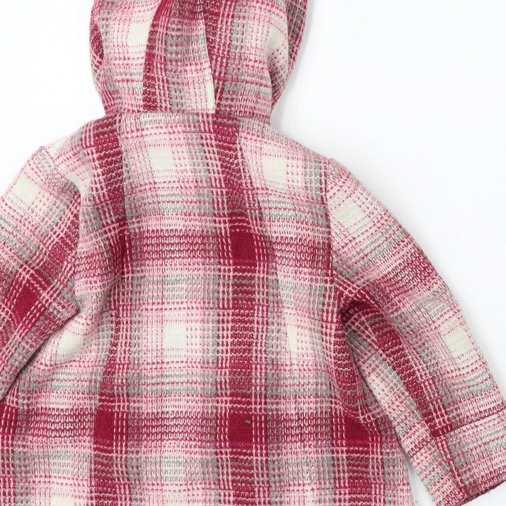 F&F Girls Pink Check Overcoat Coat Size 3-4 Years Button