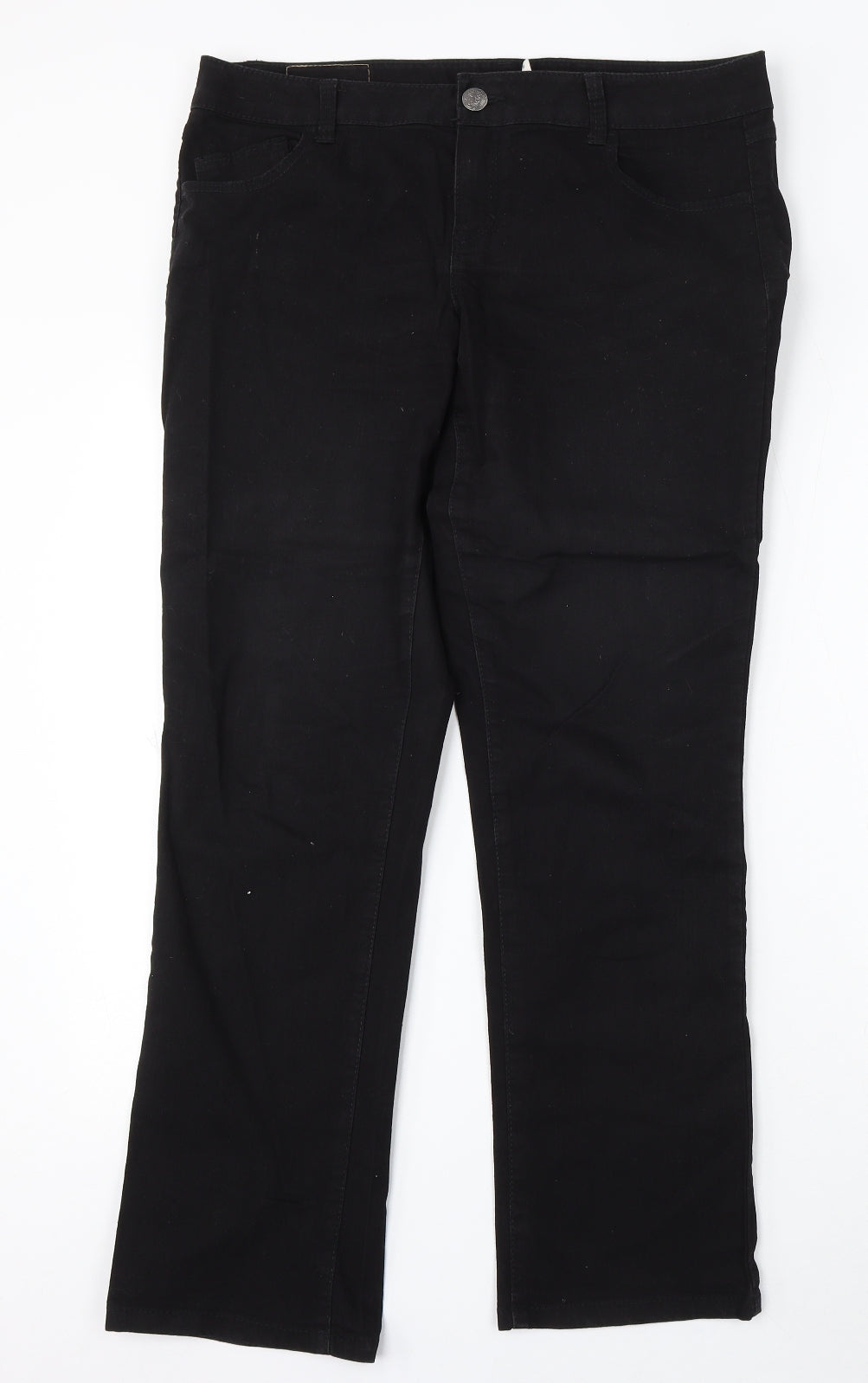 DP Denim Womens Black Cotton Straight Jeans Size 14 L30 in Regular Button
