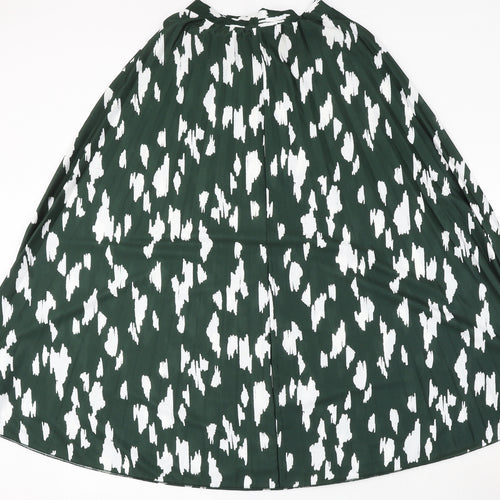 ASOS Womens Green Geometric Viscose Skater Skirt Size 6