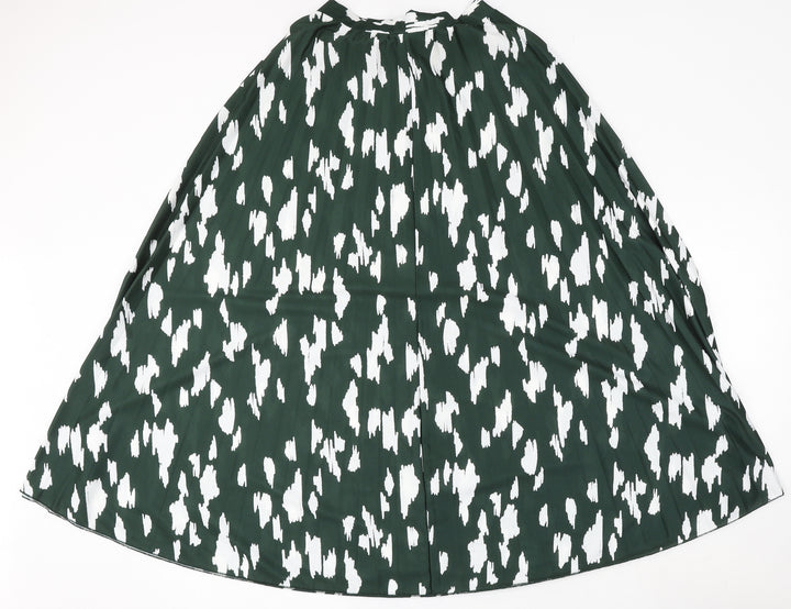 ASOS Womens Green Geometric Viscose Skater Skirt Size 6