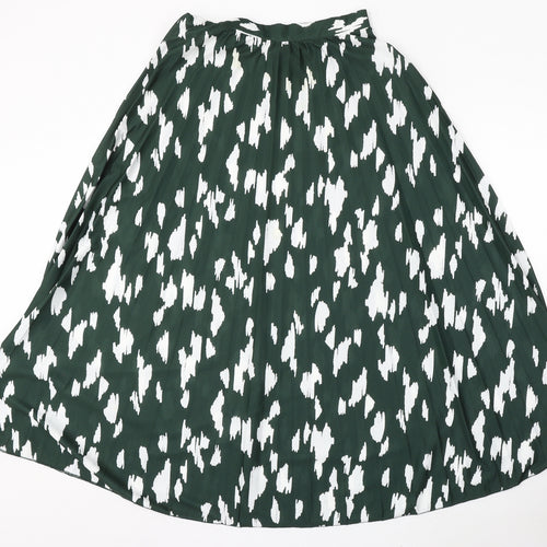 ASOS Womens Green Geometric Viscose Skater Skirt Size 6
