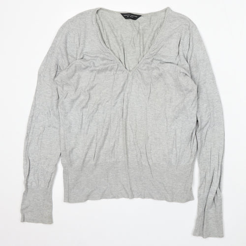 Dorothy Perkins Womens Grey V-Neck Acrylic Pullover Jumper Size 16