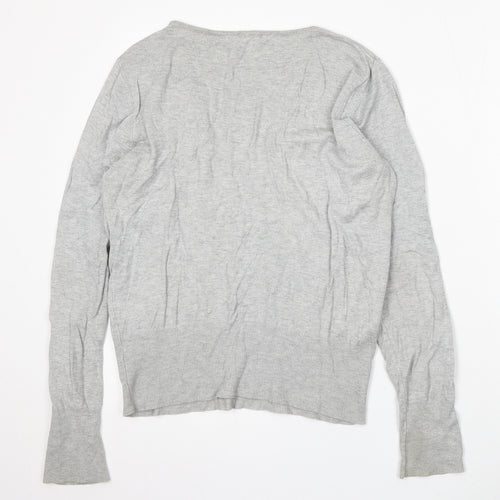 Dorothy Perkins Womens Grey V-Neck Acrylic Pullover Jumper Size 16