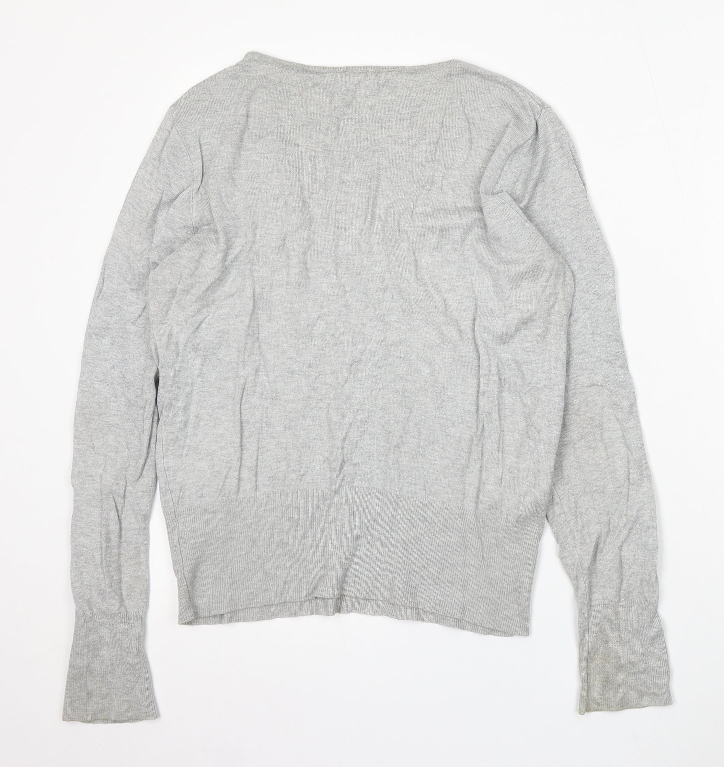 Dorothy Perkins Womens Grey V-Neck Acrylic Pullover Jumper Size 16