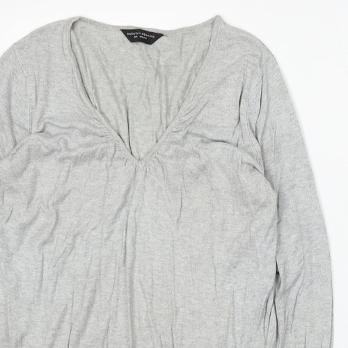 Dorothy Perkins Womens Grey V-Neck Acrylic Pullover Jumper Size 16