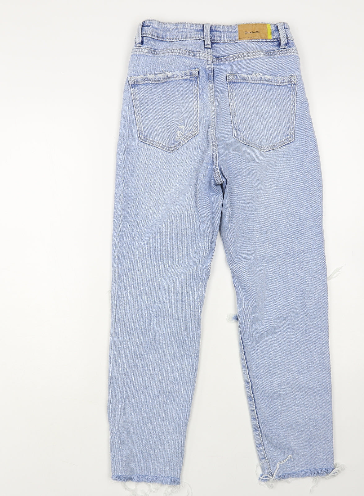 Stradivarius Womens Blue Cotton Mom Jeans Size 10 L27 in Regular Button