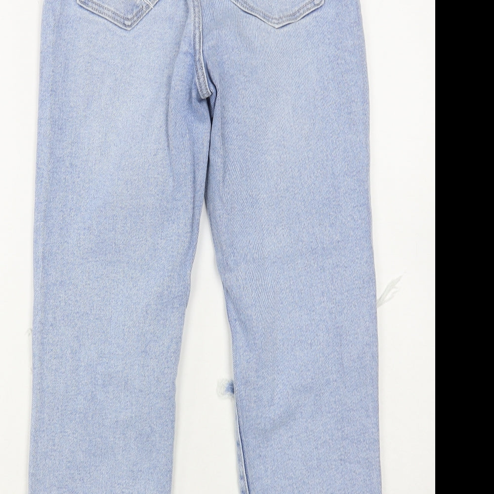 Stradivarius Womens Blue Cotton Mom Jeans Size 10 L27 in Regular Button