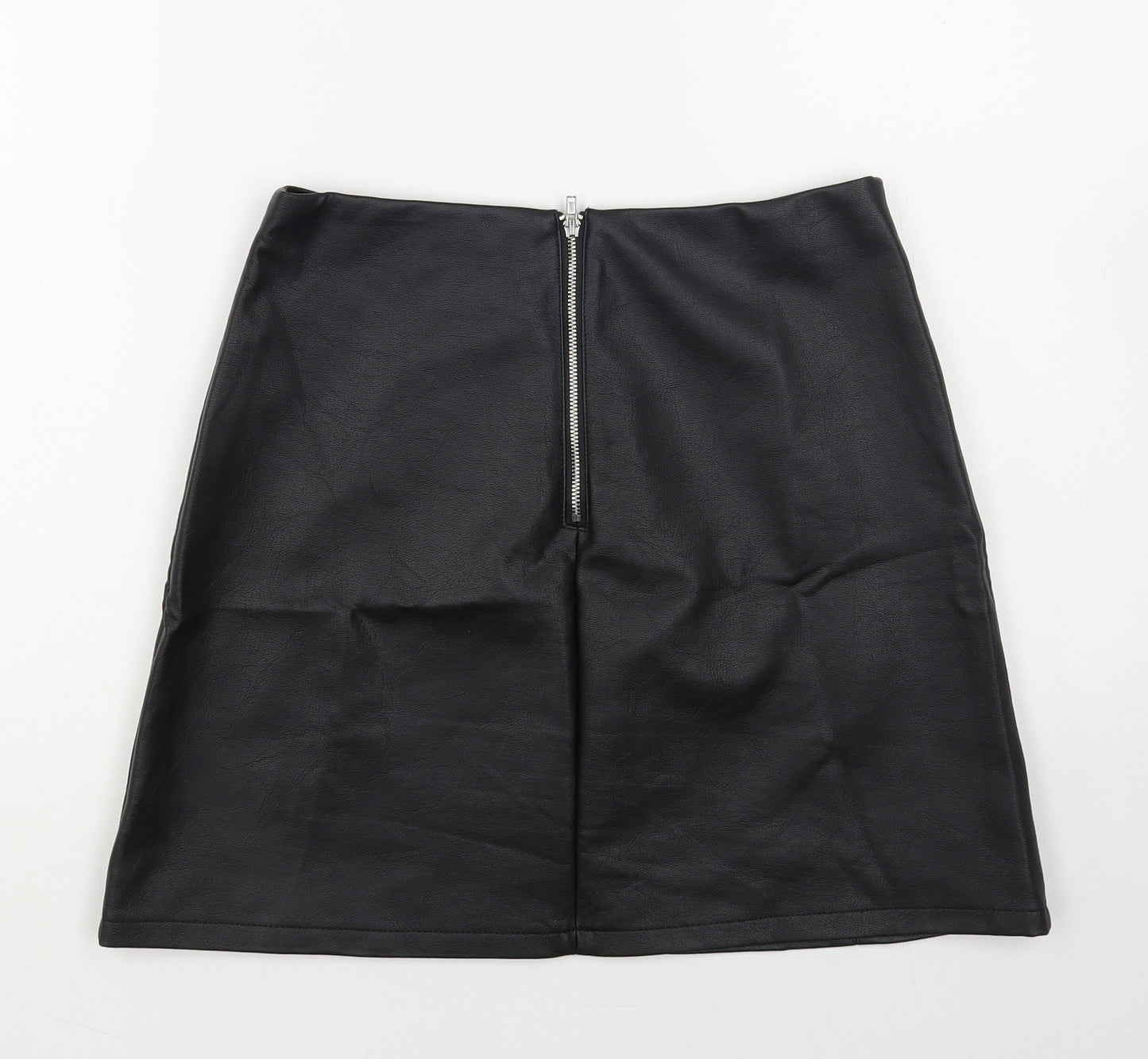 Primark Womens Black Polyurethane Mini Skirt Size 10 Zip