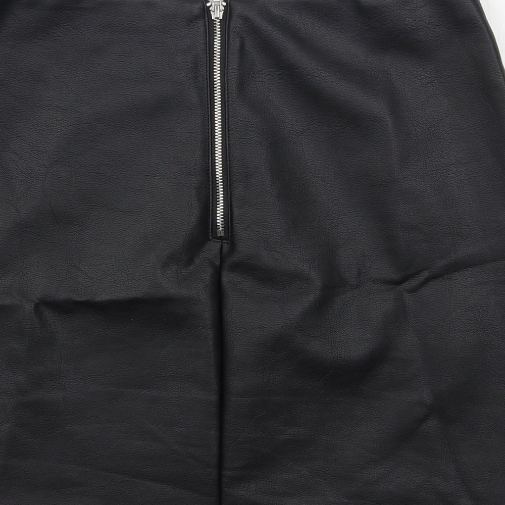 Primark Womens Black Polyurethane Mini Skirt Size 10 Zip