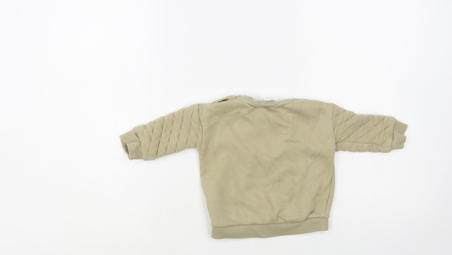 F&F Baby Green Cotton Pullover Jumper Size 3-6 Months Snap - Mickey Mouse
