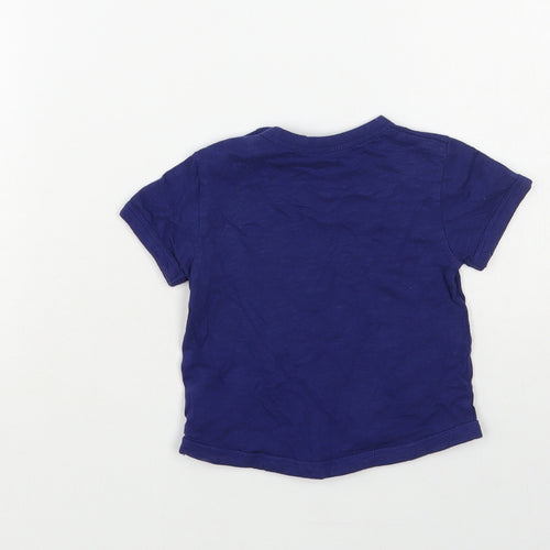 Mini Club Baby Blue Cotton Pullover T-Shirt Size 3-6 Months Crew Neck Snap - Lion