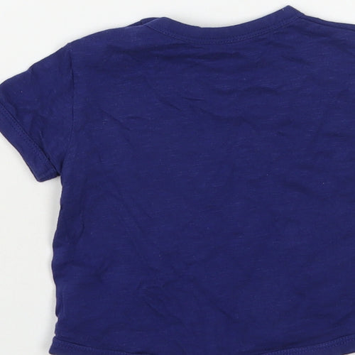 Mini Club Baby Blue Cotton Pullover T-Shirt Size 3-6 Months Crew Neck Snap - Lion
