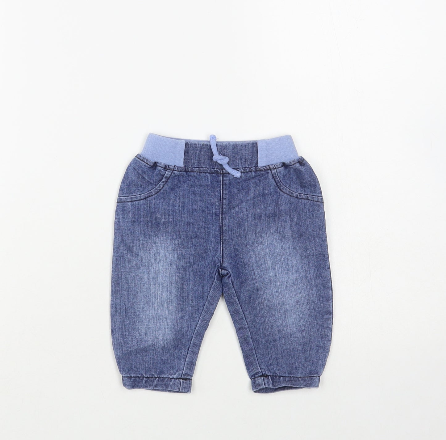 PEP & Co Baby Blue Cotton Jogger Jeans Size 0-3 Months Drawstring