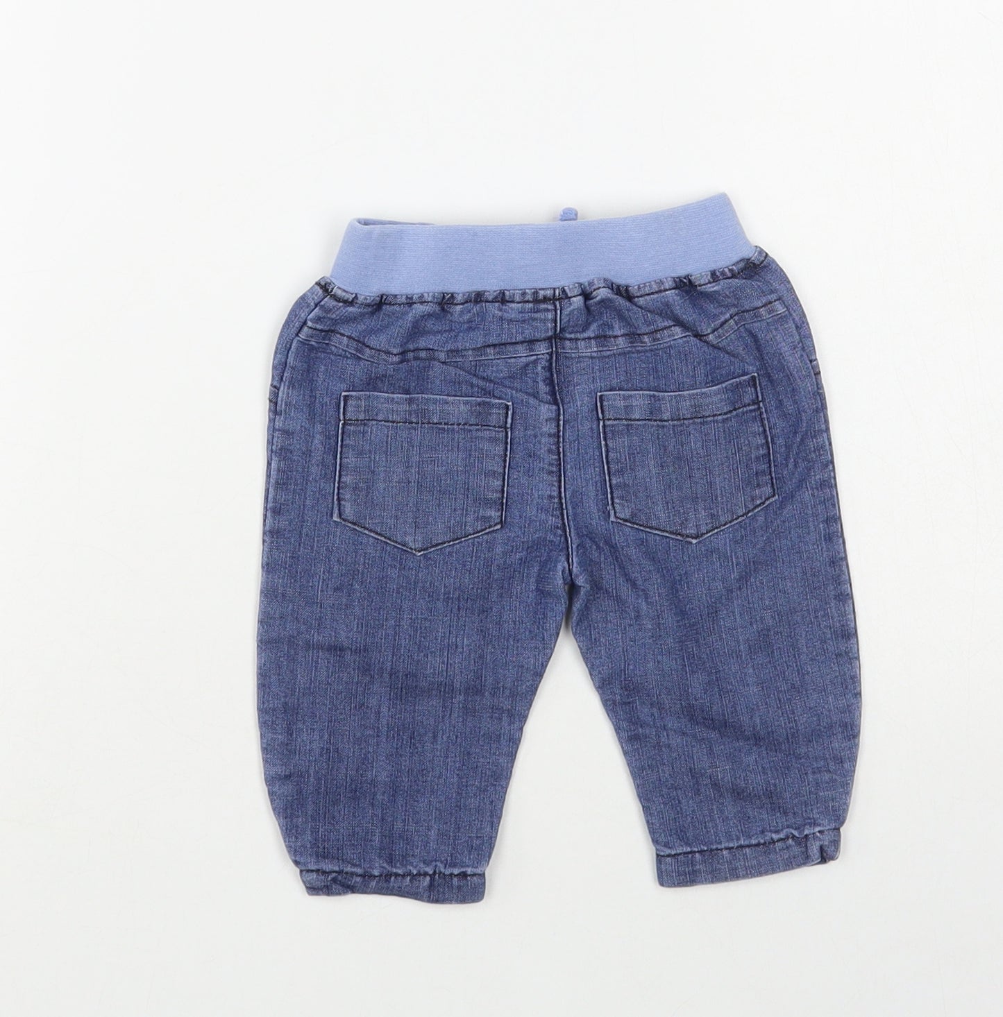 PEP & Co Baby Blue Cotton Jogger Jeans Size 0-3 Months Drawstring