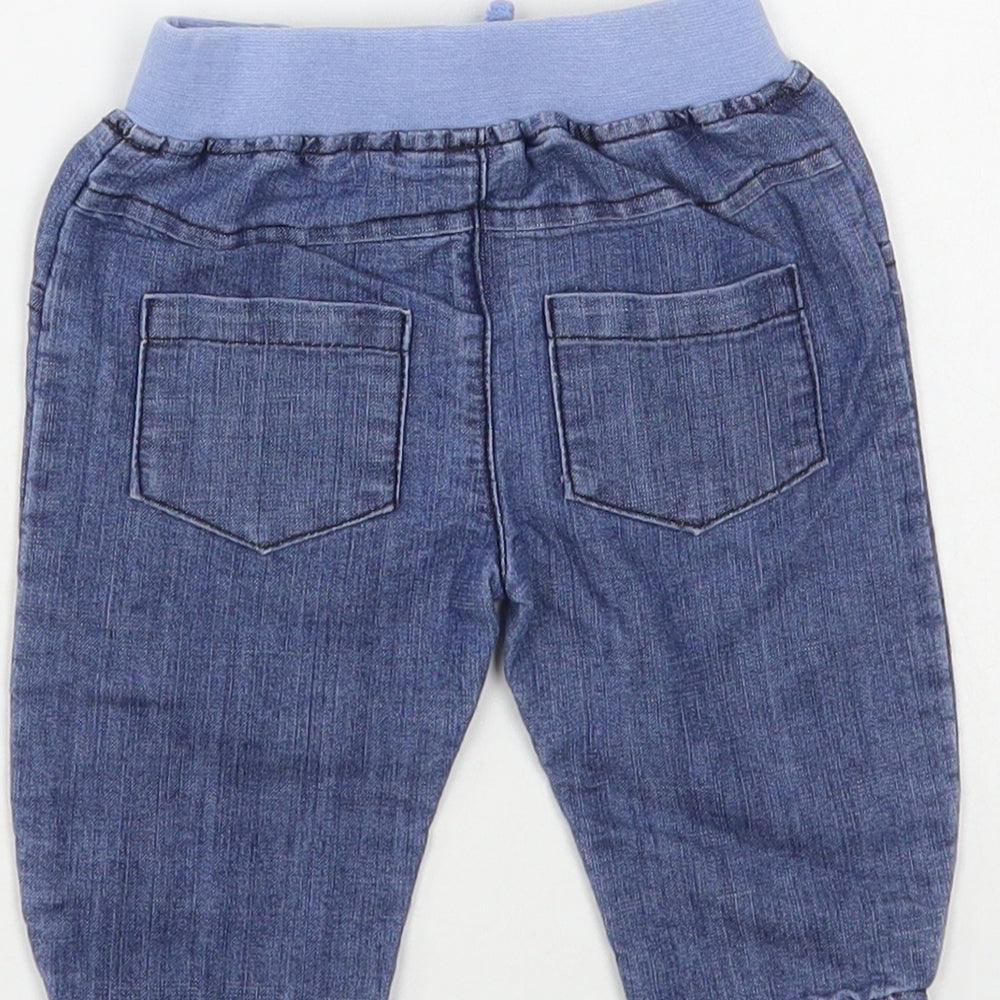 PEP & Co Baby Blue Cotton Jogger Jeans Size 0-3 Months Drawstring