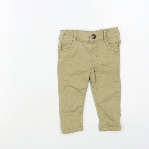 Denim & Co. Baby Beige Cotton Jogger Trousers Size 3-6 Months Snap