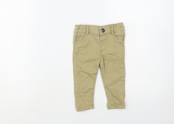 Denim & Co. Baby Beige Cotton Jogger Trousers Size 3-6 Months Snap