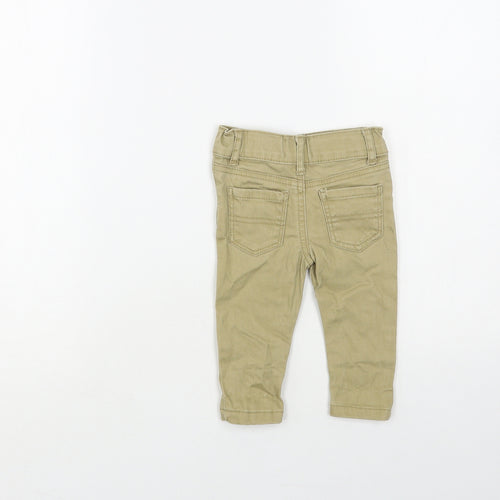 Denim & Co. Baby Beige Cotton Jogger Trousers Size 3-6 Months Snap