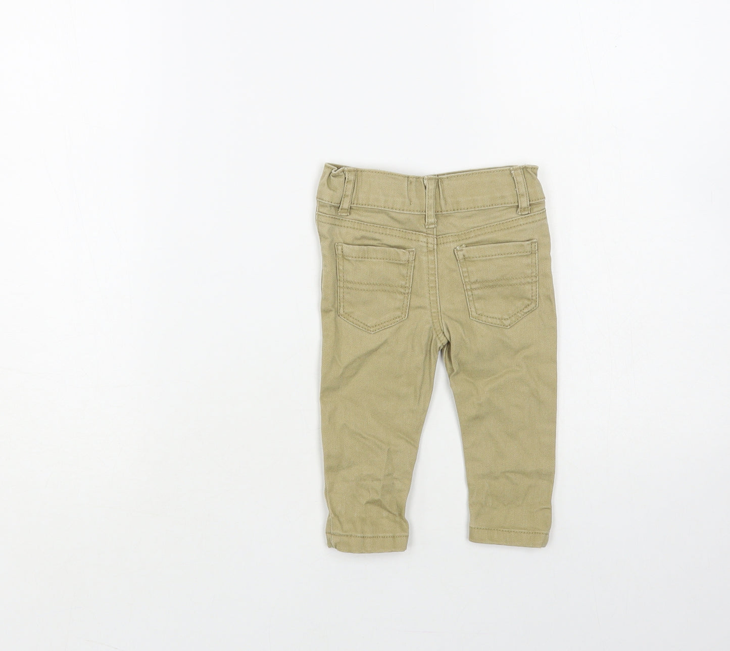 Denim & Co. Baby Beige Cotton Jogger Trousers Size 3-6 Months Snap