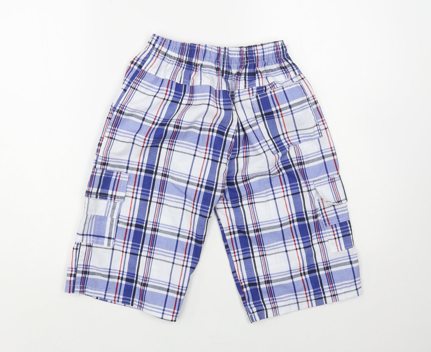 Lida Fashion Boys Multicoloured Plaid Polyester Cargo Shorts Size 7-8 Years Regular Drawstring