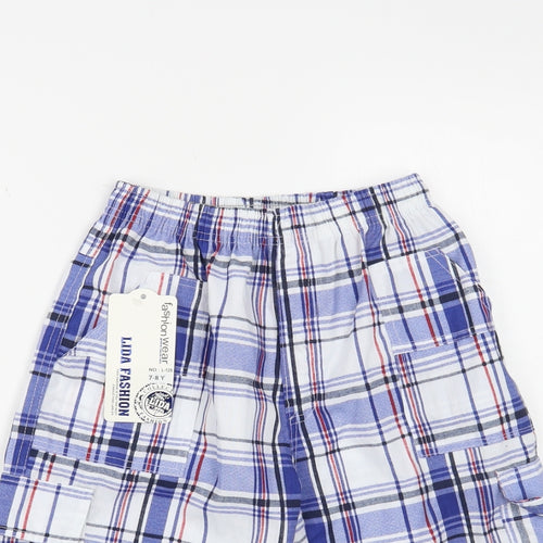 Lida Fashion Boys Multicoloured Plaid Polyester Cargo Shorts Size 7-8 Years Regular Drawstring