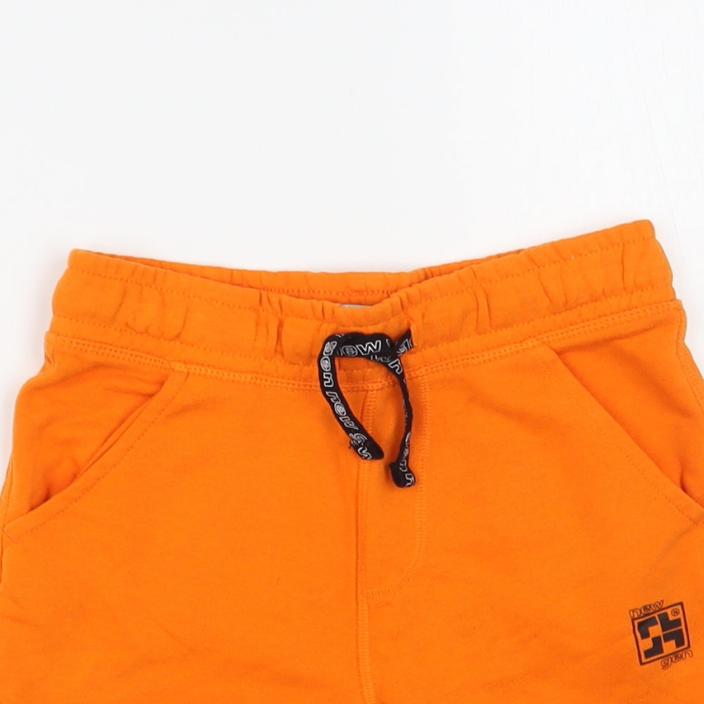 F&F Boys Orange Cotton Sweat Shorts Size 8-9 Years Regular Drawstring