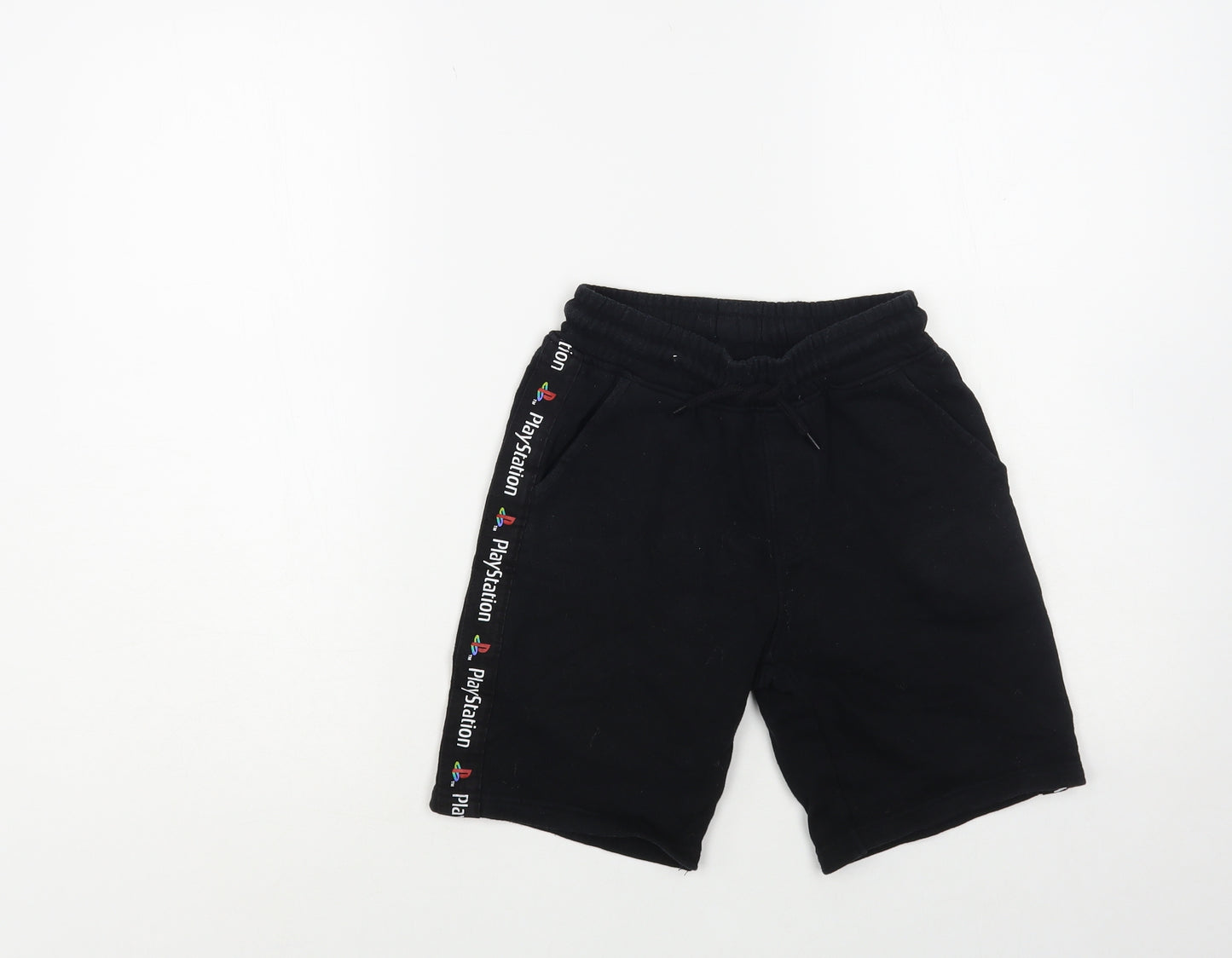 NEXT Boys Black Cotton Sweat Shorts Size 8 Years Regular Drawstring - Play Station