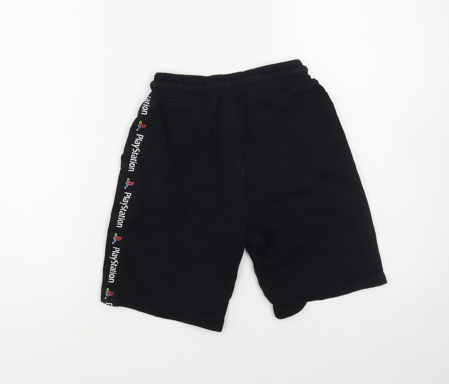 NEXT Boys Black Cotton Sweat Shorts Size 8 Years Regular Drawstring - Play Station
