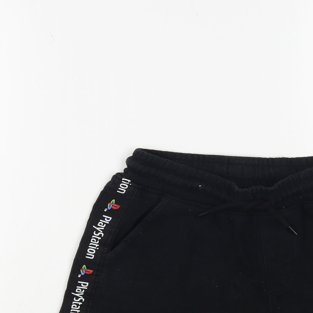 NEXT Boys Black Cotton Sweat Shorts Size 8 Years Regular Drawstring - Play Station