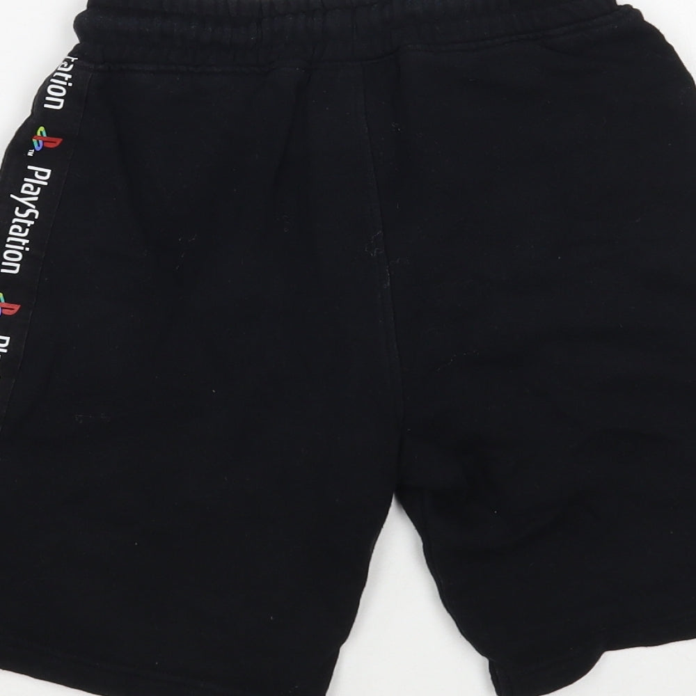 NEXT Boys Black Cotton Sweat Shorts Size 8 Years Regular Drawstring - Play Station