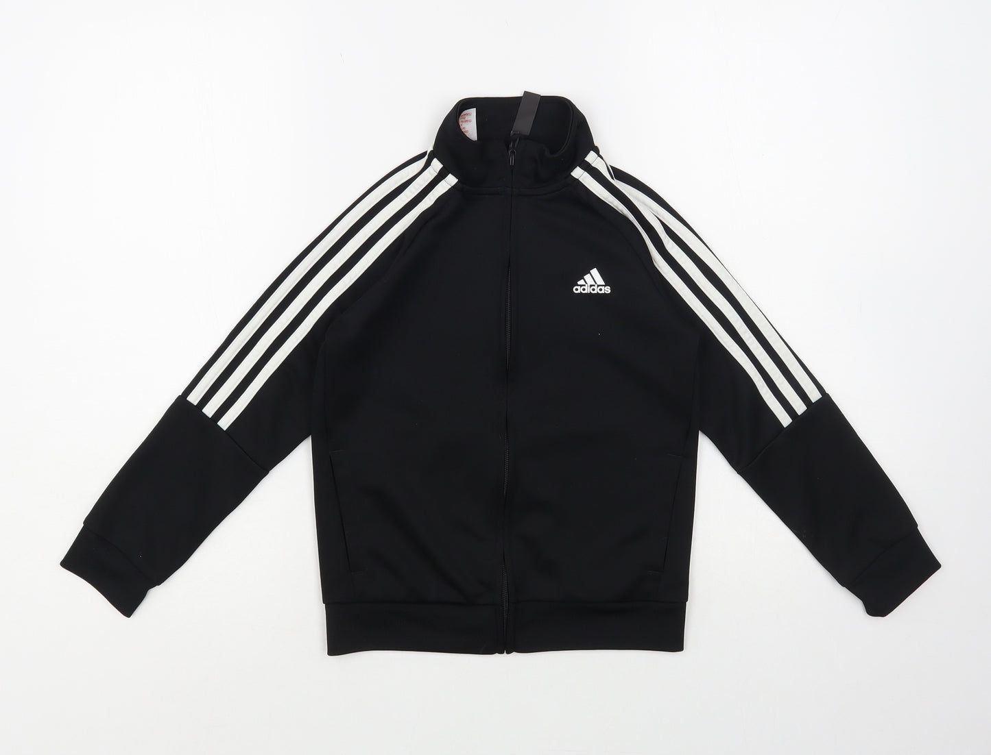 adidas Boys Black Polyester Full Zip Sweatshirt Size 7-8 Years Zip