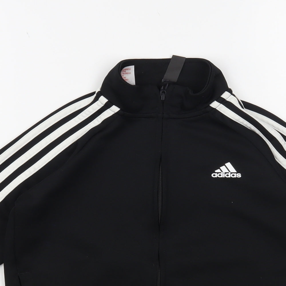 adidas Boys Black Polyester Full Zip Sweatshirt Size 7-8 Years Zip