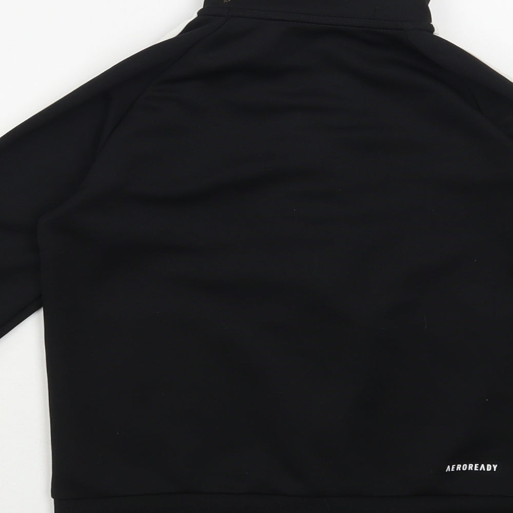 adidas Boys Black Polyester Full Zip Sweatshirt Size 7-8 Years Zip