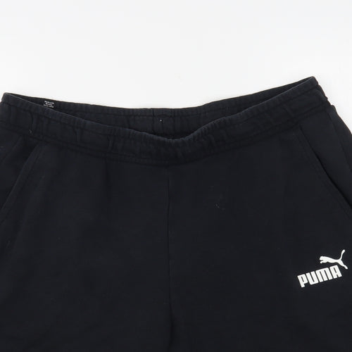 PUMA Mens Black Cotton Sweat Shorts Size L L9 in Regular Drawstring
