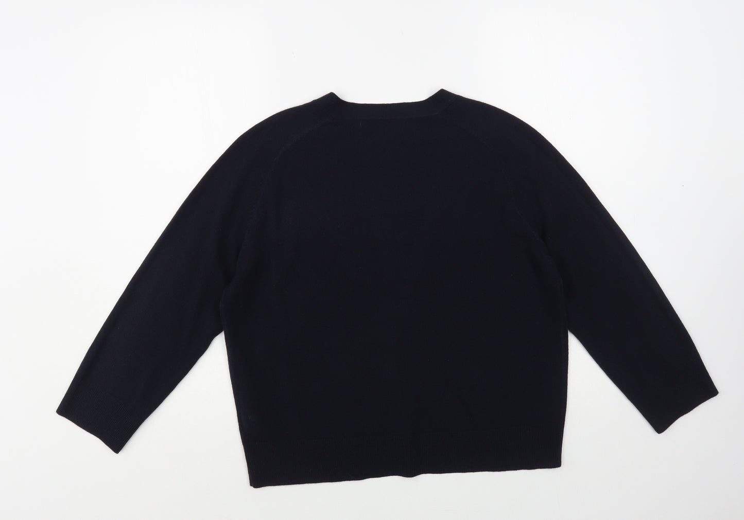 Marks and Spencer Womens Blue V-Neck Acrylic Cardigan Jumper Size 16