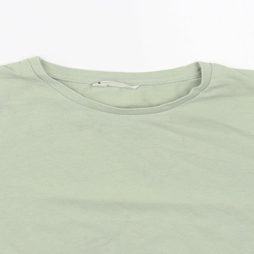 Candy Couture Girls Green Cotton Cropped T-Shirt Size 15 Years Crew Neck Pullover - Elastic Band