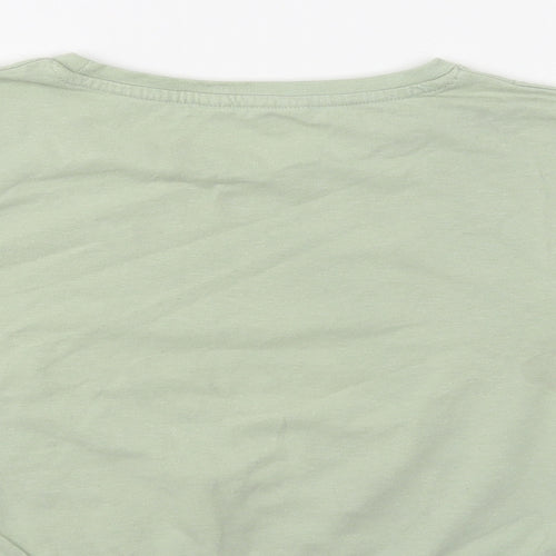 Candy Couture Girls Green Cotton Cropped T-Shirt Size 15 Years Crew Neck Pullover - Elastic Band