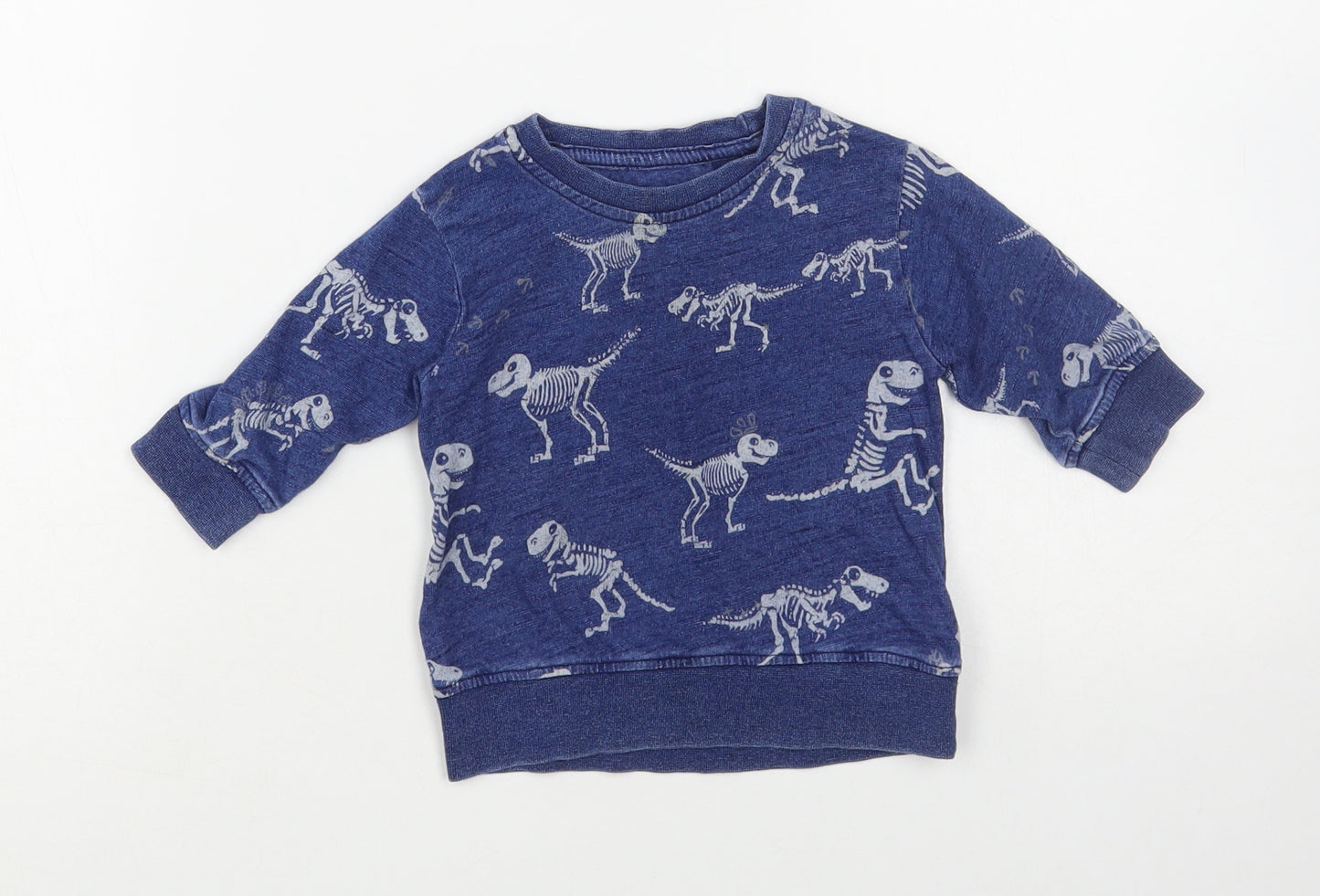 NEXT Baby Blue Geometric Cotton Pullover Jumper Size 6-9 Months Pullover - Dinosaur Print