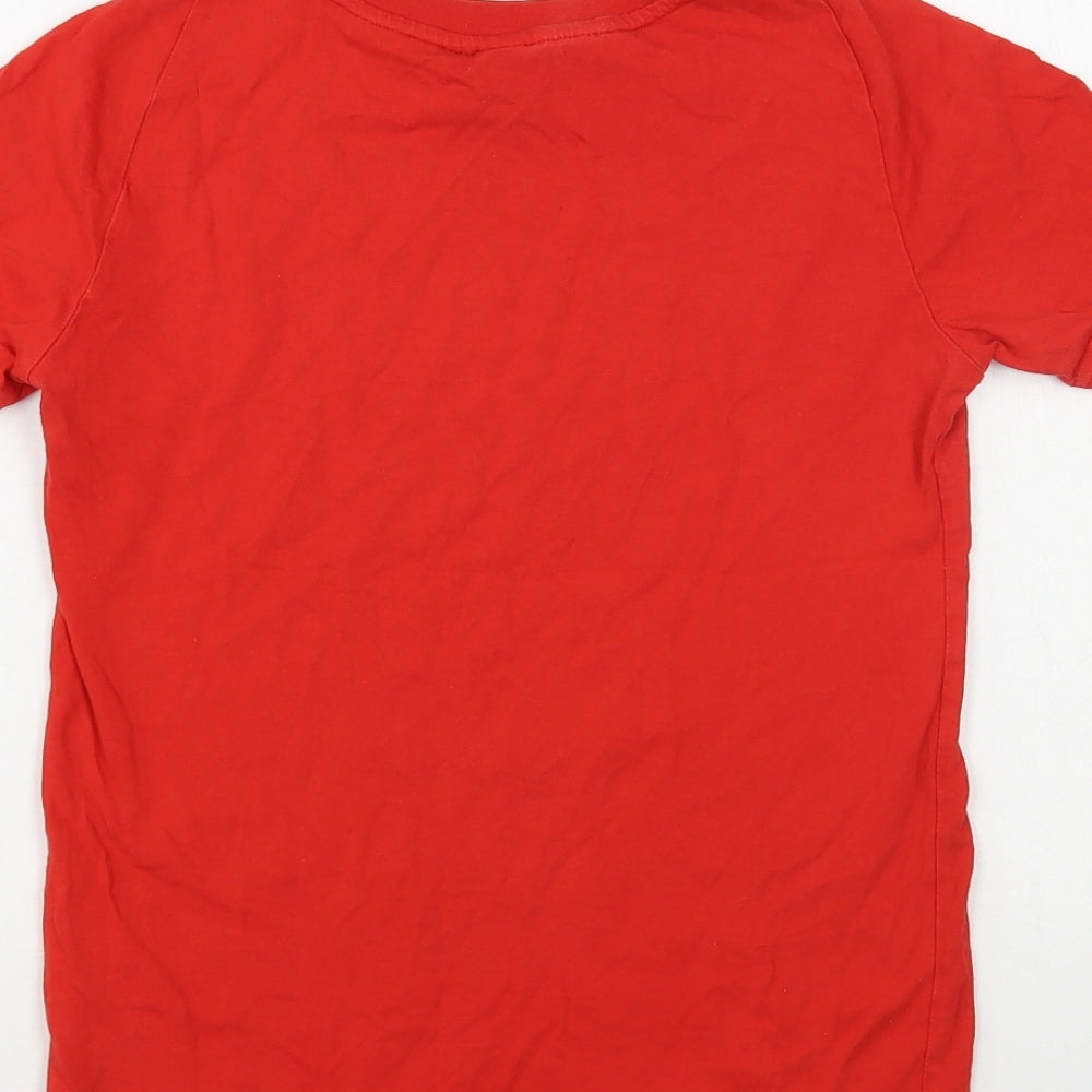 adidas Girls Red Cotton Pullover T-Shirt Size 9-10 Years Crew Neck Pullover