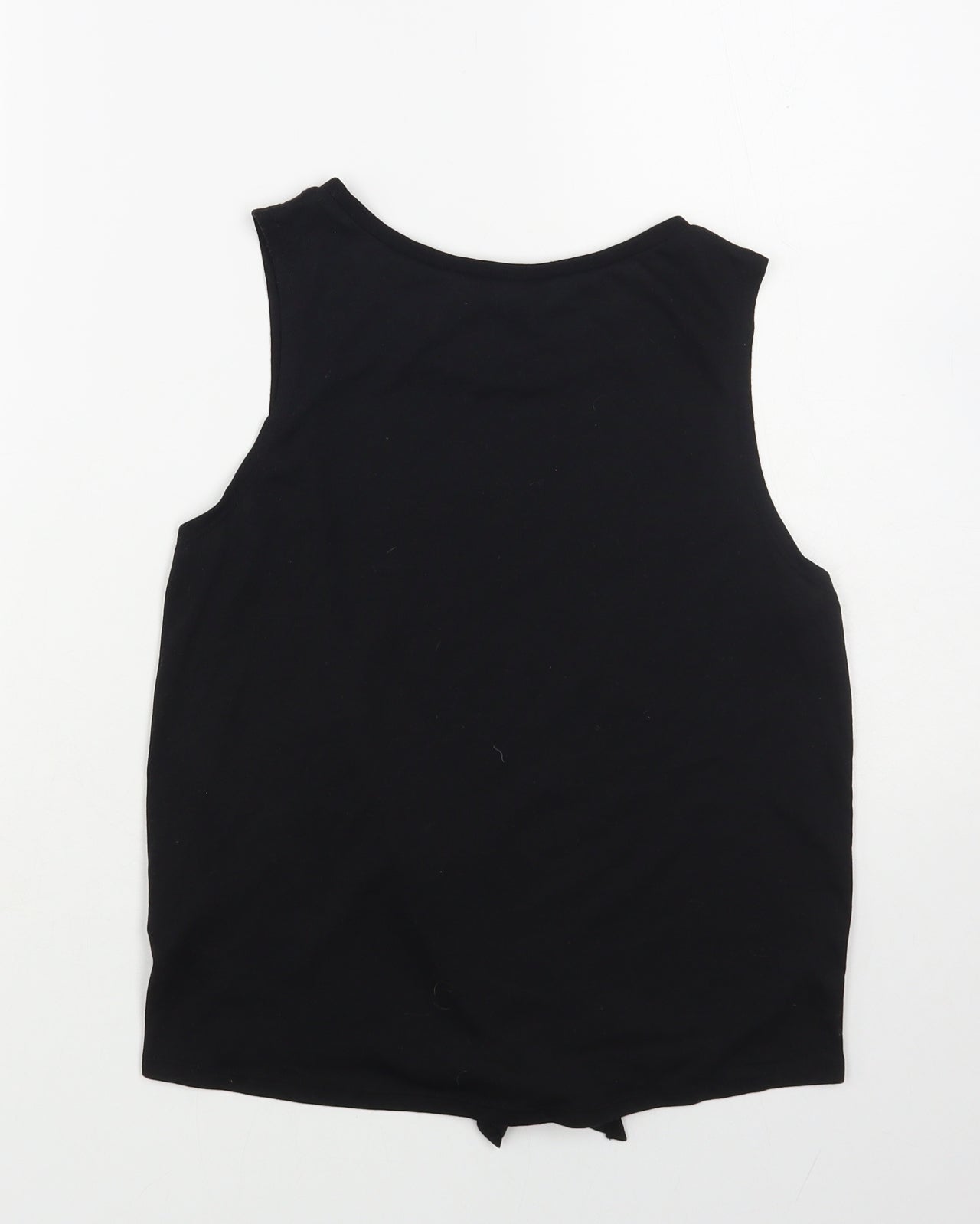 H&M Girls Black Polyester Pullover Tank Size 12-13 Years Round Neck Pullover - Tie Front Detail