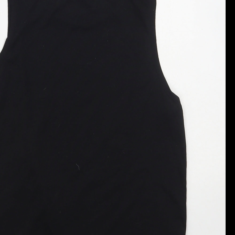 H&M Girls Black Polyester Pullover Tank Size 12-13 Years Round Neck Pullover - Tie Front Detail