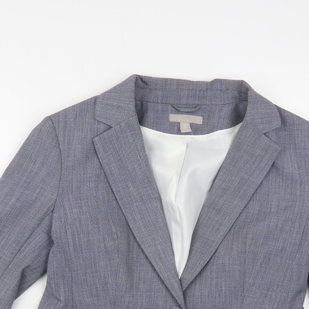 H&M Womens Blue Jacket Blazer Size 12 Button