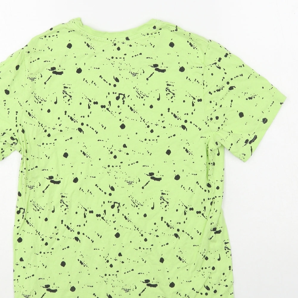 Primark Boys Green Geometric Cotton Pullover T-Shirt Size 10-11 Years Crew Neck Pullover