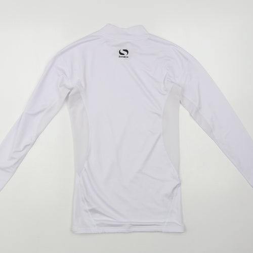 Sondico Womens White Polyester Pullover T-Shirt Size S Mock Neck Pullover - Mesh Detail