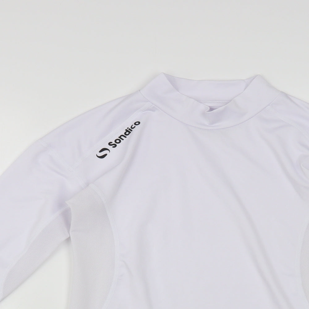 Sondico Womens White Polyester Pullover T-Shirt Size S Mock Neck Pullover - Mesh Detail