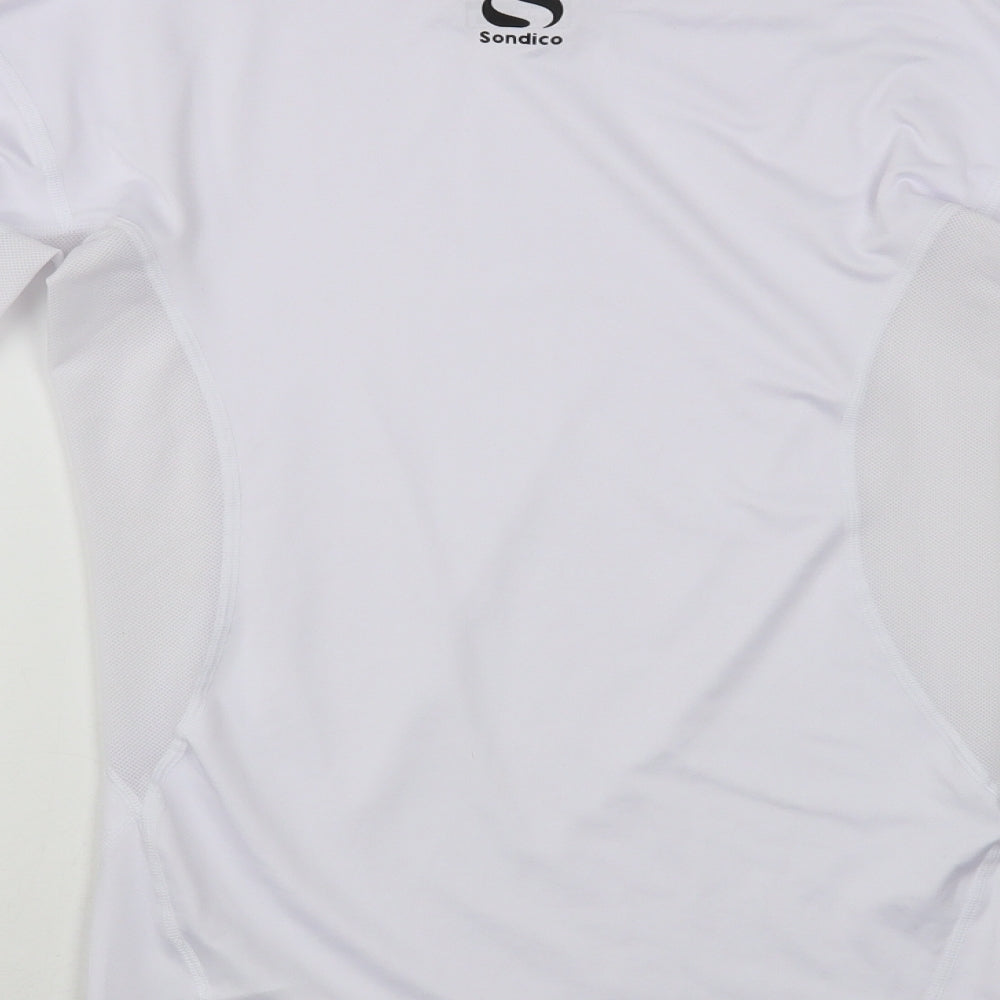 Sondico Womens White Polyester Pullover T-Shirt Size S Mock Neck Pullover - Mesh Detail