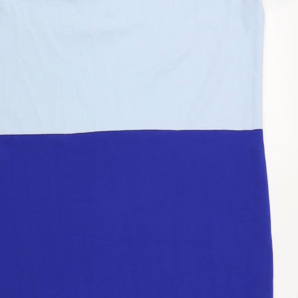 NEXT Womens Blue Colourblock Cotton T-Shirt Dress Size L Collared Pullover