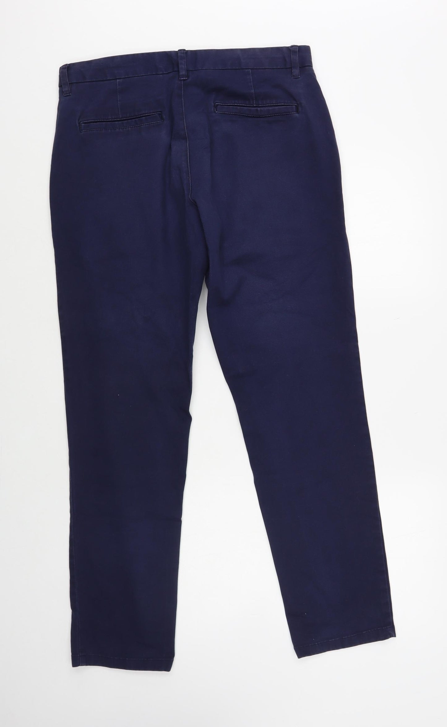NEXT Mens Blue Cotton Chino Trousers Size 34 in L31 in Regular Button